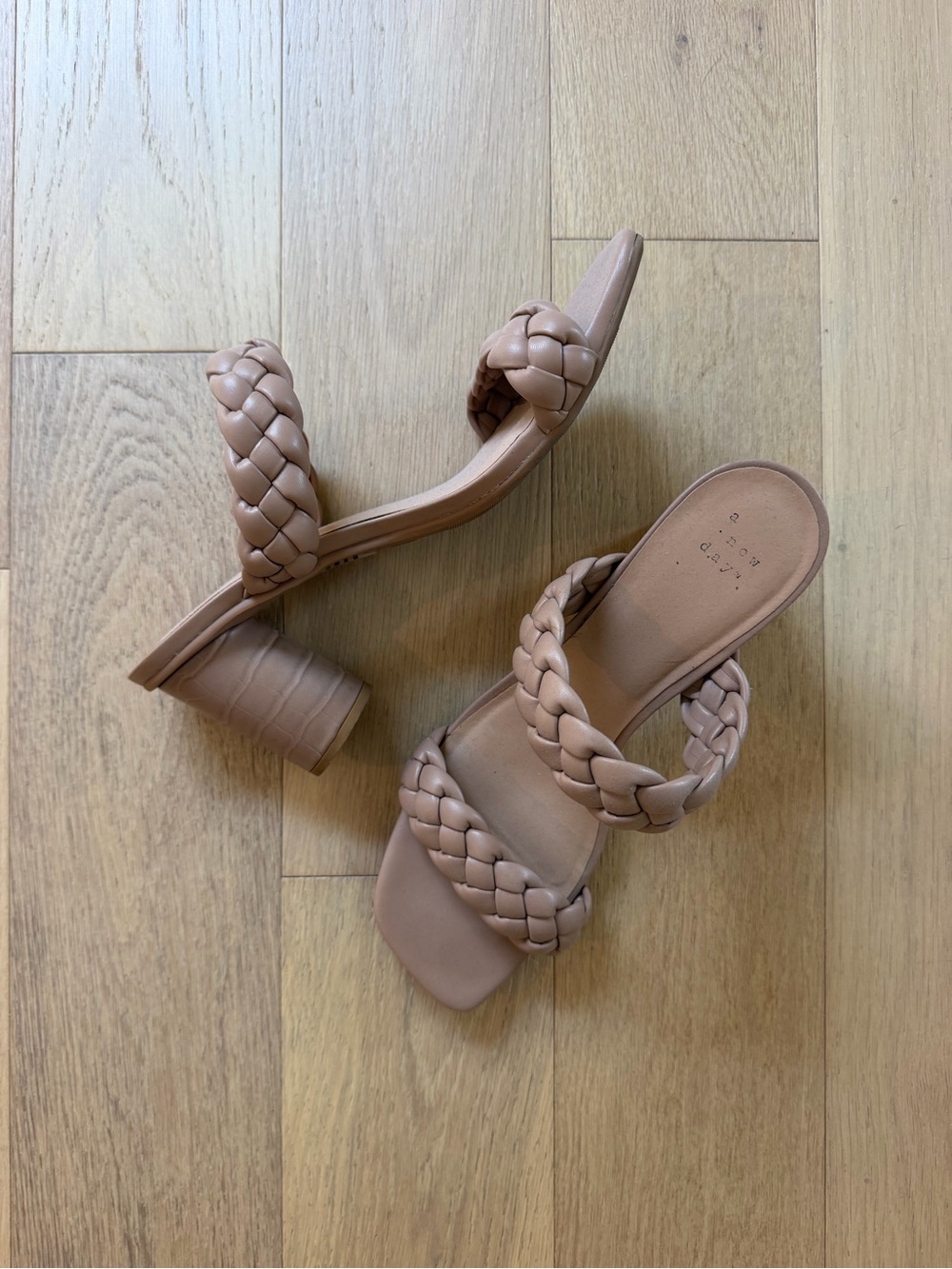 Target Braided Double-Strap Mule Heels in Tan